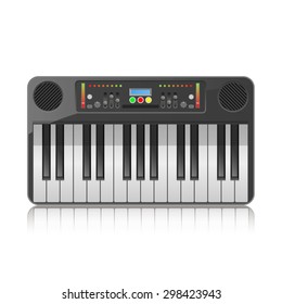 Synthesizer on a white background. Synthesizer with reflection. Vector illustration