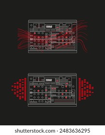 synthesizer perspective music festival architecture illustration