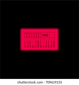 Synthesizer red glowing neon ui ux icon. Glowing sign logo vector