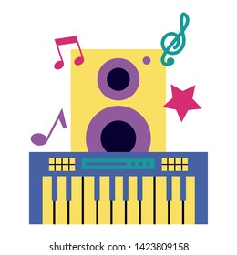 synthesizer speaker music festival on white background vector illustration