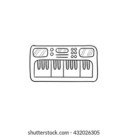 Synthesizer vector sketch icon isolated on background. Hand drawn Synthesizer icon. Synthesizer sketch icon for infographic, website or app.