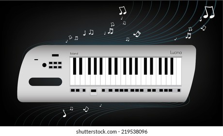 synthesizer vector white keyboard