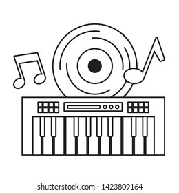 synthesizer vinyl music festival on white background vector illustration