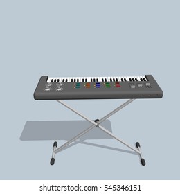 Synthesizer.Isolated on blue background. Vector illustration.
