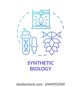 Synthetic biology blue gradient concept icon. Synthetic organisms, hybrid agriculture. Bioengineering cultivation. Round shape line illustration. Abstract idea. Graphic design. Easy to use in article