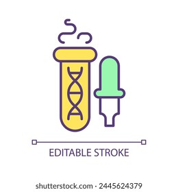Synthetic biology RGB color icon. Genetic modification, dna recombination. Bioengineering technology process. Isolated vector illustration. Simple filled line drawing. Editable stroke