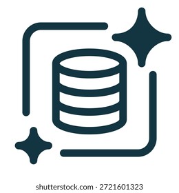 Symbol für den Generator synthetischer Daten. Minimales Design, das KI-gesteuerte Datengenerierung, maschinelles Lernen, Analytik und digitale Technologiekonzepte darstellt.
