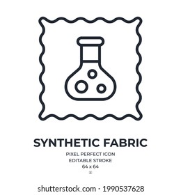 Synthetic Fabric Editable Stroke Outline Icon Isolated On White Background Flat Vector Illustration. Pixel Perfect. 64 X 64.