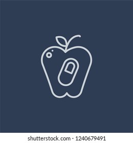 Synthetic food icon. Trendy flat vector line Synthetic food icon on dark blue background from Artificial Intelligence, Future Technology collection. 