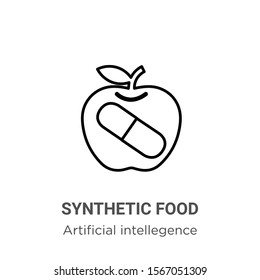 Synthetic food outline vector icon. Thin line black synthetic food icon, flat vector simple element illustration from editable artificial intellegence and future technology concept isolated on white 