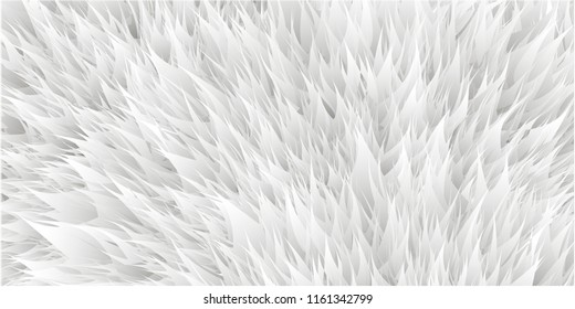  Synthetic Fur Vector Texture. White Shaggy Animal Skin Imitation, Furry Background.