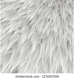  synthetic fur vector texture. White shaggy animal skin imitation, furry background.