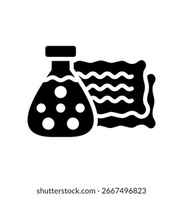 Ilustración vectorial de glifo de icono de material sintético