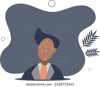 Synthetic media and AI software generated fake picture.Digital content creation with artificial intelligence tool .flat vector illustration.