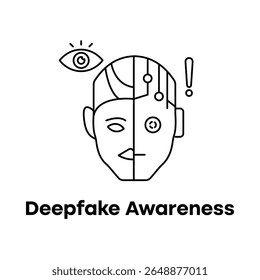 Synthetic Media Detection Icon, Fake Content AI Risk icon with editable stroke.