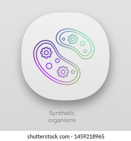 Synthetic organisms app icon. Engineering bacteria. Single celled organisms. Protozoans. Biotechnology. Bioengineering. UI/UX user interface. Web or mobile applications. Vector isolated illustrations