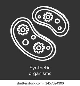 Synthetic organisms chalk icon. Engineering bacteria. Single celled organisms. Protozoans. Build artificial biological systems. Biotechnology. Bioengineering. Isolated vector chalkboard illustration