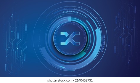 Synthex (SNX) Blockkette krypto Währung digitale Verschlüsselung, virtuelle Geldbörse. Technologie, globales Netzwerk, Vektorgrafik-Hintergrund und Banner-Design-Vorlage. Futuristischer Webhandel
