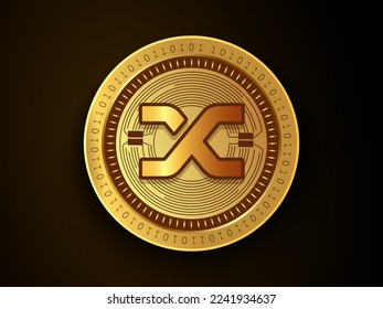 Synthetix (SNX) crypto currency symbol and logo on gold coin. Virtual money concept token based on blockchain technology. 