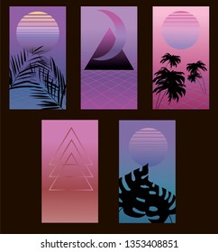 Synthwave backgrounds. Ready to use for social stories, wallpapers and design projects. 