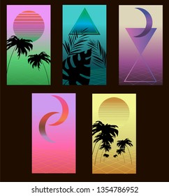 Synthwave backgrounds. Ready to use for social stories, wallpapers and design projects. 