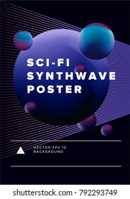 Synthwave futuristisches Minimalposter.  Wissenschaftsthema.