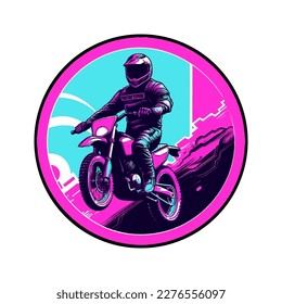 Synthwave motorcycle riding vector illustrations for tshirt, sticker, printing, sublimation