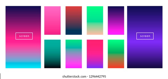 Synthwave neon palette  gradient swatches for desing  Colorful backgrounds in trendy neon colors: UFO Green  Plastic Pink    Proton Purple  Electric Blue  