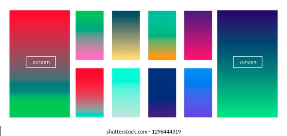 Synthwave neon palette  gradient swatches for desing  Colorful backgrounds in trendy neon colors: UFO Green  Plastic Pink    Proton Purple  Electric Blue  