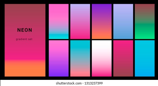 Synthwave Neon Palette Gradient Swatches Desing Stock Vector (Royalty ...