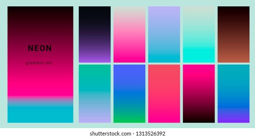 Synthwave Vaporwave Retrowave Neon Palette Gradient Stock Vector 