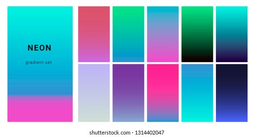 Synthwave Neon Palette Gradient Swatches Desing Stock Vector (Royalty ...