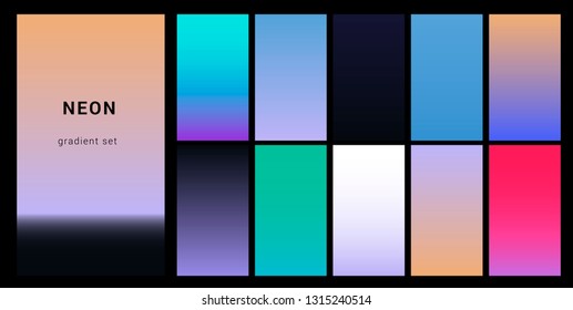 Synthwave Neon Palette Gradient Swatches Desing Stock Vector (Royalty ...