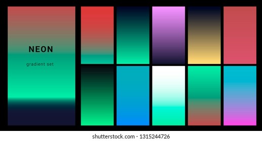 Synthwave Neon Palette Gradient Swatches Desing Stock Vector (Royalty ...