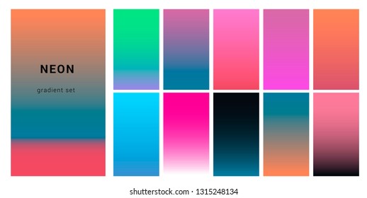 Synthwave Neon Palette Gradient Swatches Desing Stock Vector (Royalty ...