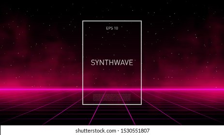 Synthwave Pink Cyber Laser Grid Glowing Stock Vector (Royalty Free ...