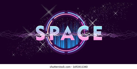 Synthwave Retrowave, Retro 80s, Ad Or Invitation To A Theme Party With Neon Colors, Vector Illustration