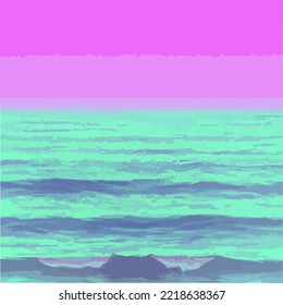 Synthwave Sea Background Illustration Vector Eps 10. Synthwave Background Design