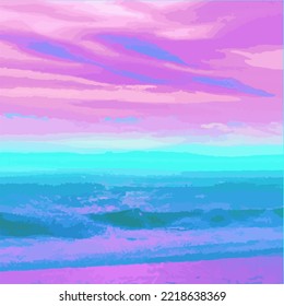 Synthwave Sea Background Illustration Vector Eps 10. Synthwave Background Design