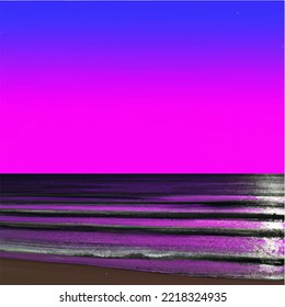 Synthwave Sea Illustration Vector Eps 10. Synthwave Background Design