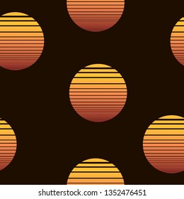Synthwave seamless pattern with colorful suns.  - Shutterstock ID 1352476451