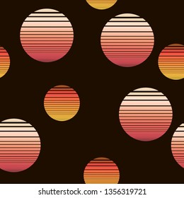 Synthwave seamless pattern with orange suns.  - Shutterstock ID 1356319721
