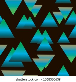 Synthwave seamless pattern with triangles in green colors. Ready to use for print and backgrounds. 