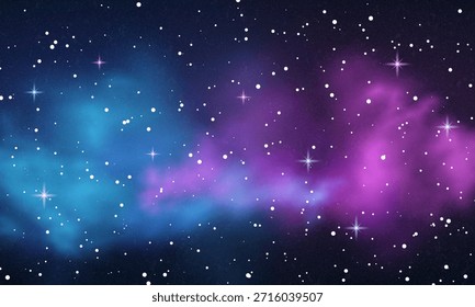 Synthwave Raum Kosmos Illustration. Abstrakter digitaler Hintergrund. 80er, 90er Jahre Retro Futurismus, Retro Wave Universum. Tief liegende Flächen. Neonlichter leuchten. Starrer Hintergrund. 3D-Vektorgrafik-Rendering