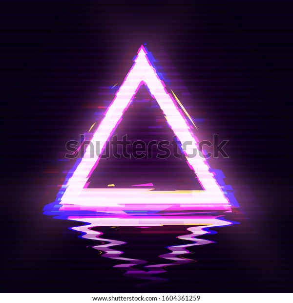 Synthwave Vaporwave Retrowave Aesthetic Glitch Triangle Stock