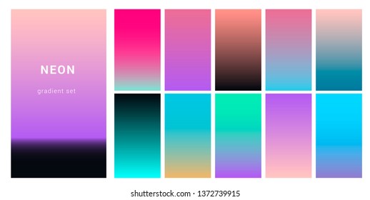 Synthwave Vaporwave Retrowave Neon Palette Gradient Stock Vector ...