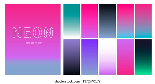 Synthwave Vaporwave Retrowave Neon Palette Gradient Stock Vector 