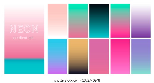 Synthwave Vaporwave Retrowave Neon Palette Gradient Stock Vector ...