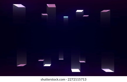 Synthwave wireframe net illustration. Abstract digital background. 80s, 90s Retro futurism, Retro wave cyber grid. Top and bottom surfaces. Neon lights glowing. Starry background. 3D Rendering