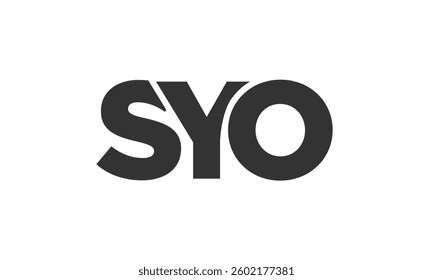 SYO logo design template with strong and modern bold text. Initial based vector logotype featuring simple and minimal typography. Trendy company identity ideal for businesses brand presence.
